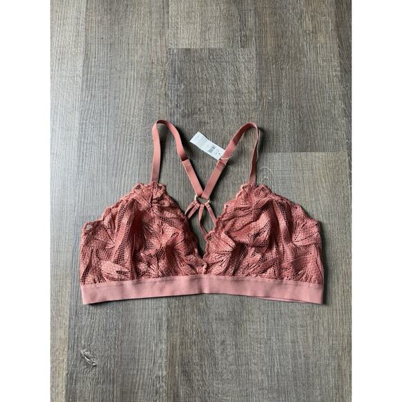 Aerie Floral Racerback Lace Bralette Wireless RN 54485 Size Large - Picture 1 of 4